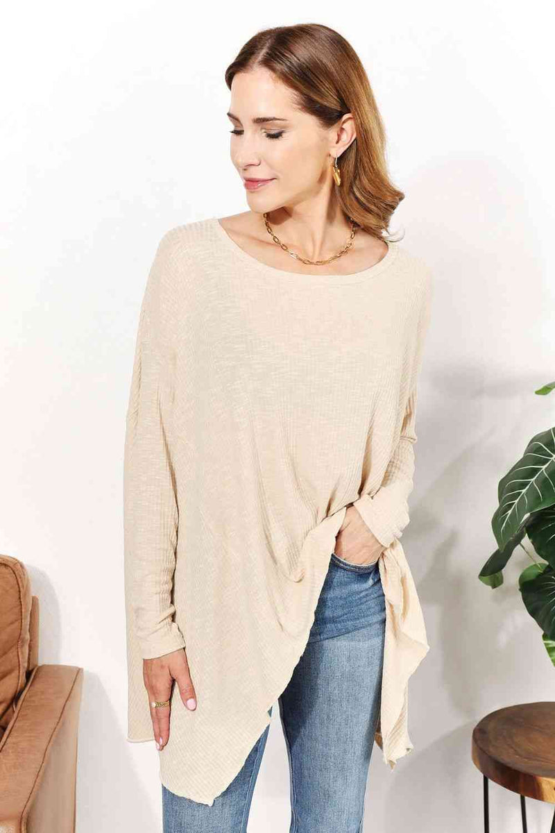 Full Size Oversized Super Soft Ribbed Top