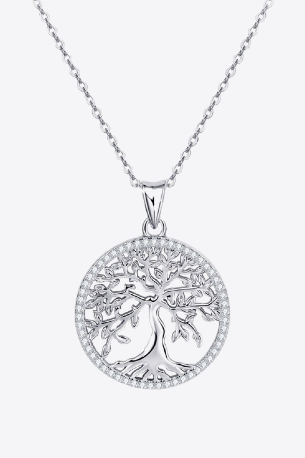 Jerry's Apparel Chain Necklaces Silver / One Size 925 Sterling Silver Moissanite Tree Pendant Necklace