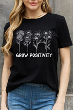 Jerry's Apparel Graphic T-shirts Black / S GROW POSITIVITY Graphic Cotton Tee