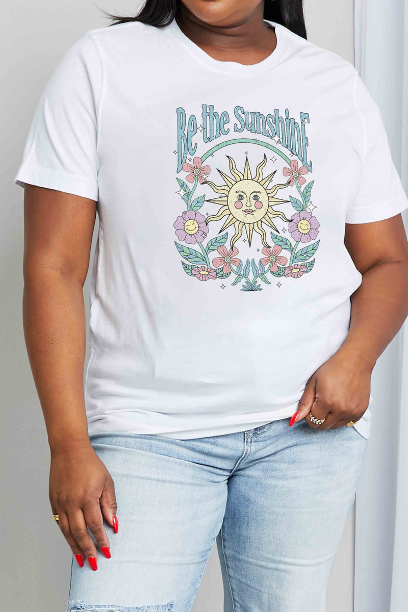 Full Size BE THE SUNSHINE Graphic Cotton Tee