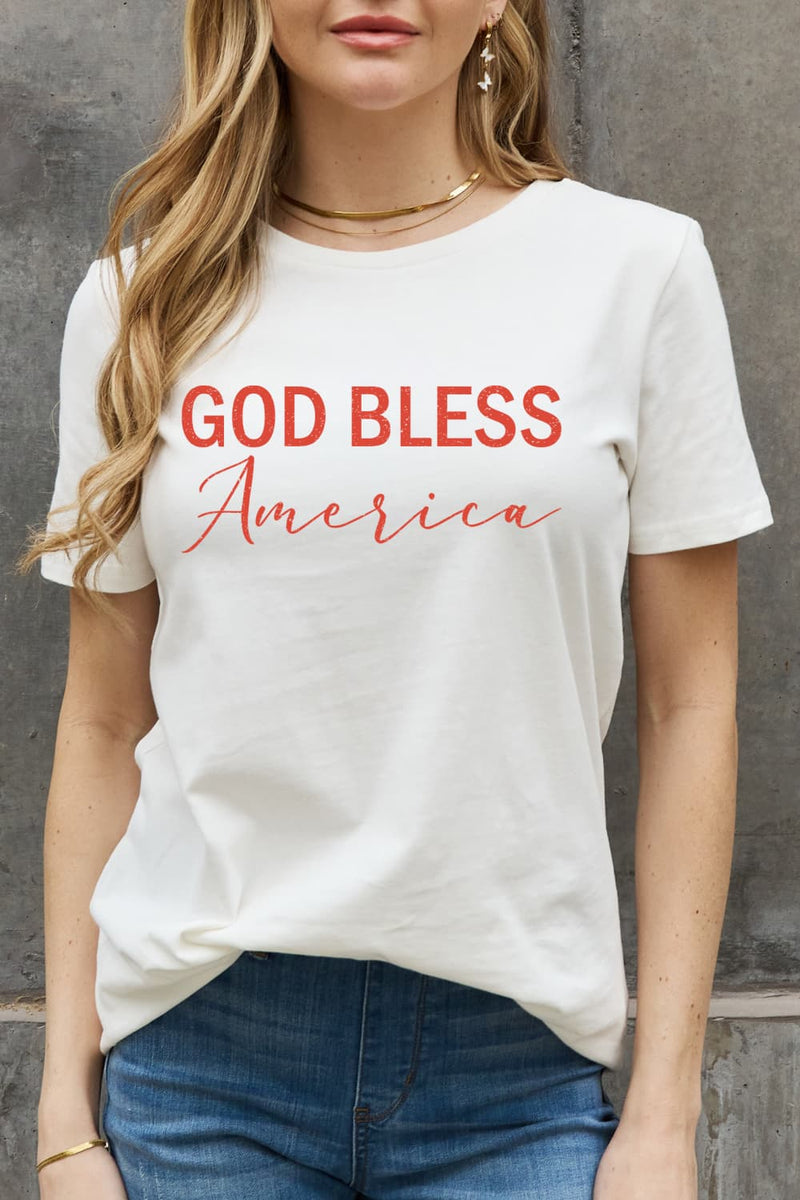 GOD BLESS AMERICA Graphic Cotton Tee