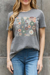 Jerry's Apparel Graphic T-shirts Charcoal / S Full Size Flower Graphic Cotton Tee