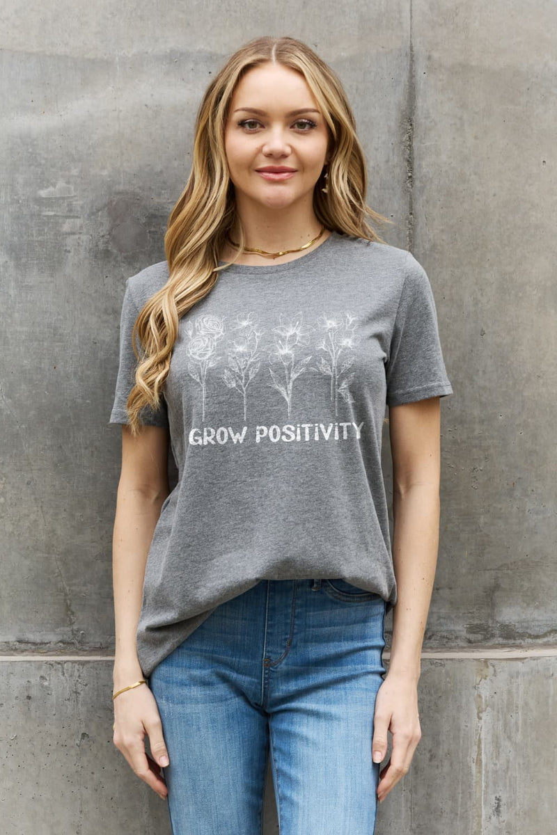 Jerry's Apparel Graphic T-shirts GROW POSITIVITY Graphic Cotton Tee