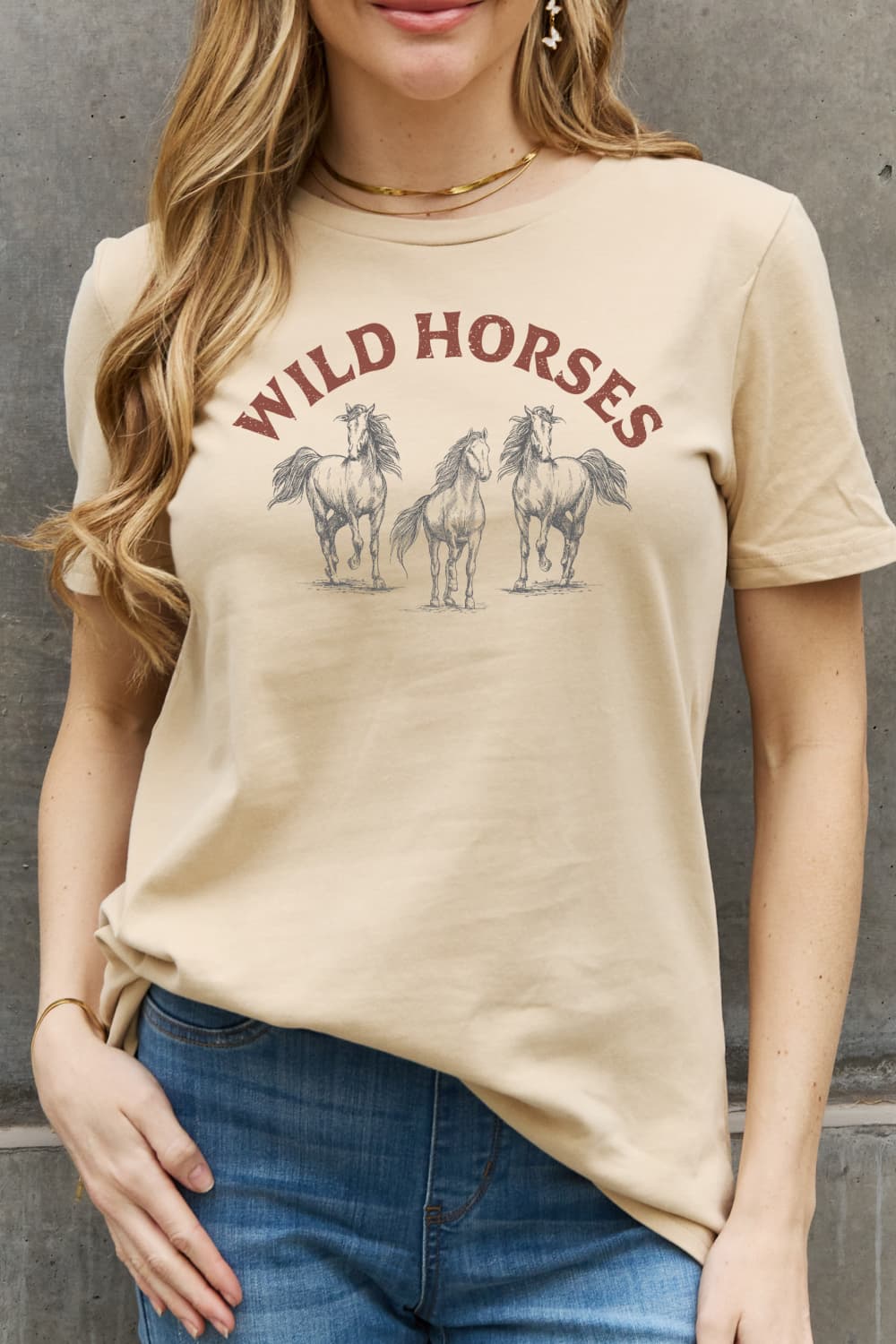 WILD HORSES Graphic Cotton T-Shirt