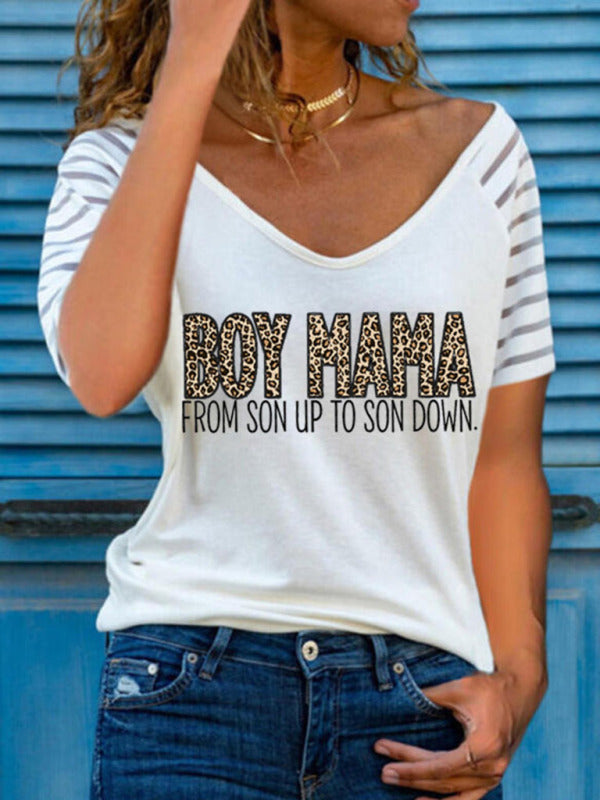 Women's Boy Mama Print Short Sleeve T-shirt
