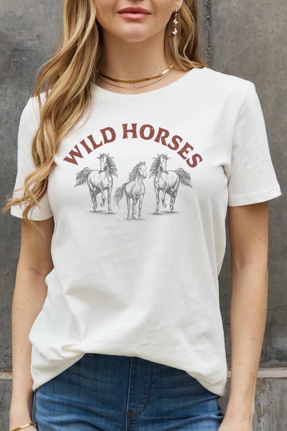 WILD HORSES Graphic Cotton T-Shirt