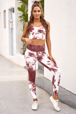 Jerry's Apparel Matching Sets Brown / S Tie-dye Crop Top and Leggings Set