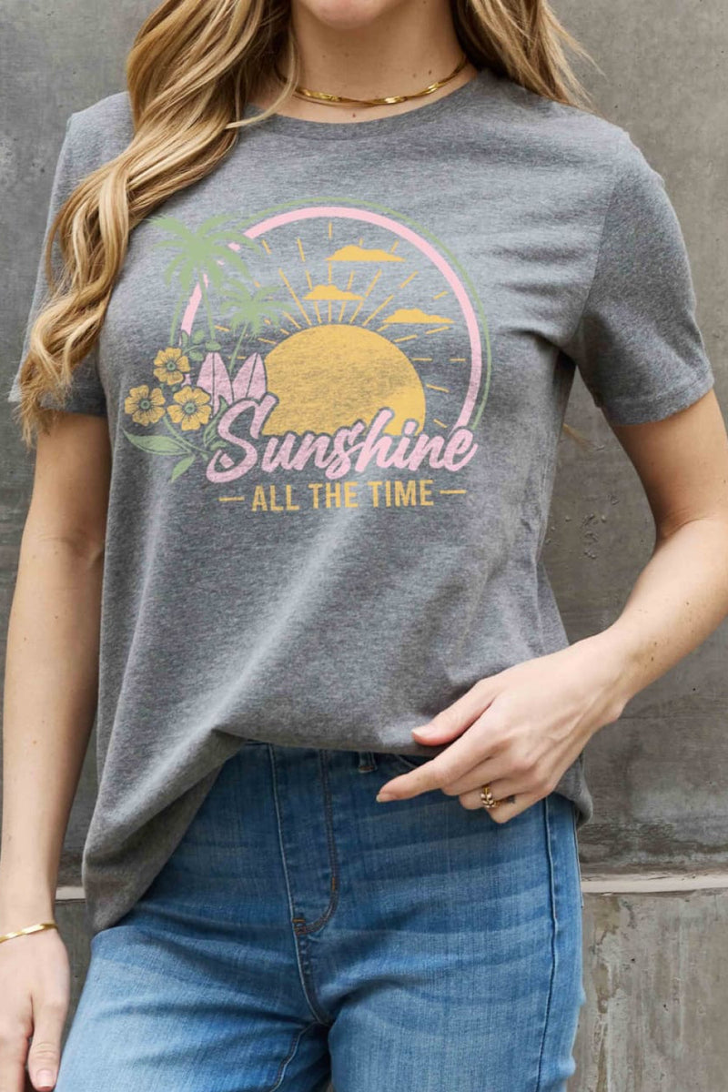 Full Size SUNSHINE ALL THE TIME Graphic Cotton Tee