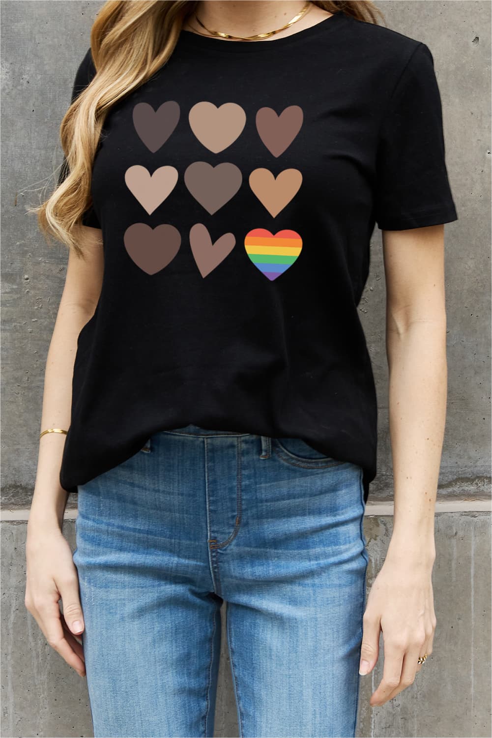 Full Size Heart Graphic Cotton Tee