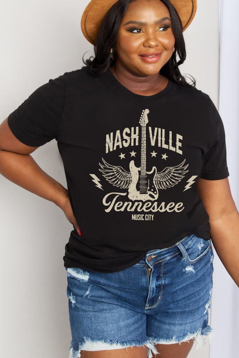 Trendsi Women Plus Size T-shirt Full Size NASHVILLE TENNESSEE MUSIC CITY Graphic Cotton Tee