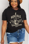 Jerry's Apparel Women Plus Size T-shirt Full Size NASHVILLE TENNESSEE MUSIC CITY Graphic Cotton Tee