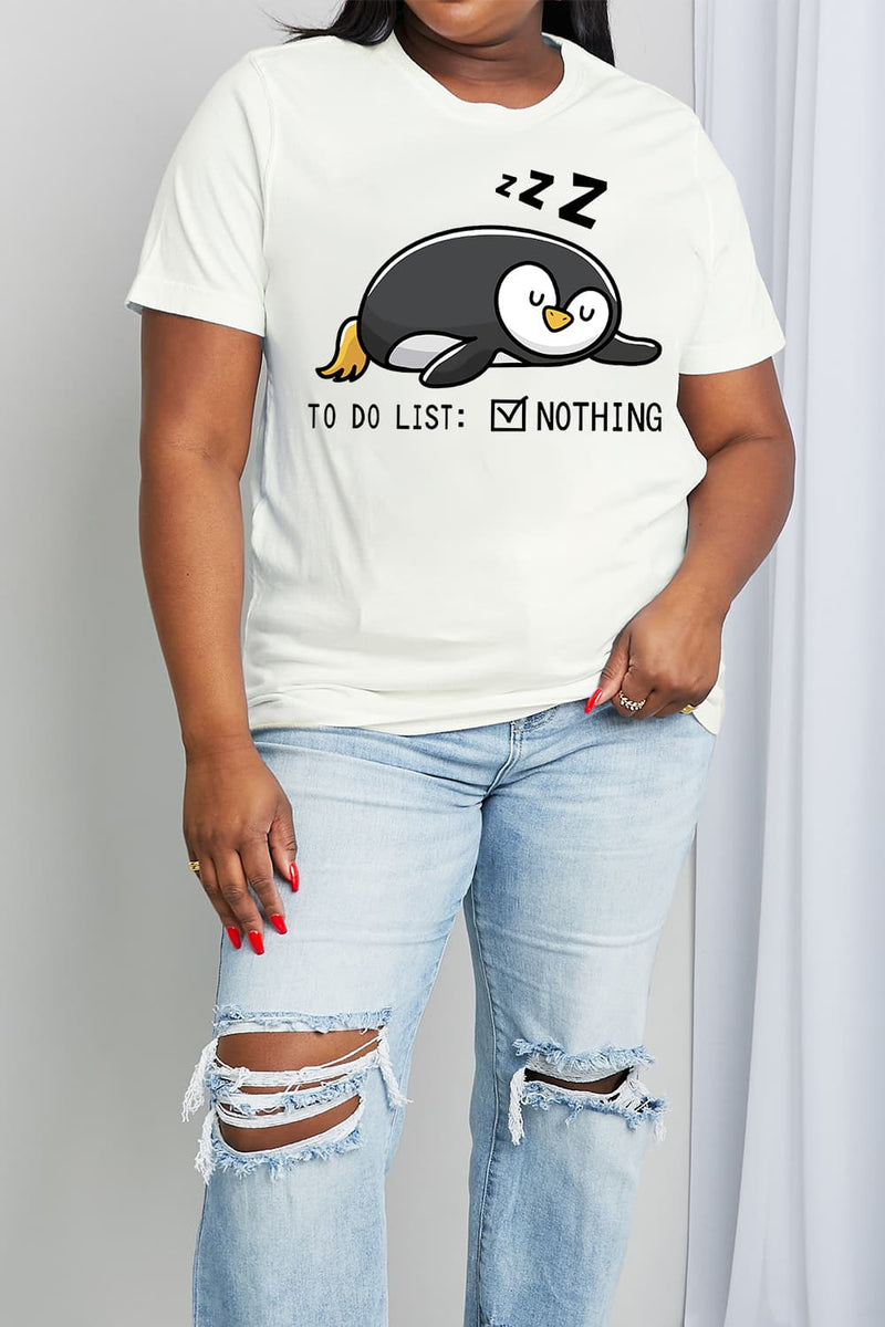 Jerry's Apparel Women Plus Size T-shirt Full Size TO DO LIST NOTHING Graphic Cotton Tee