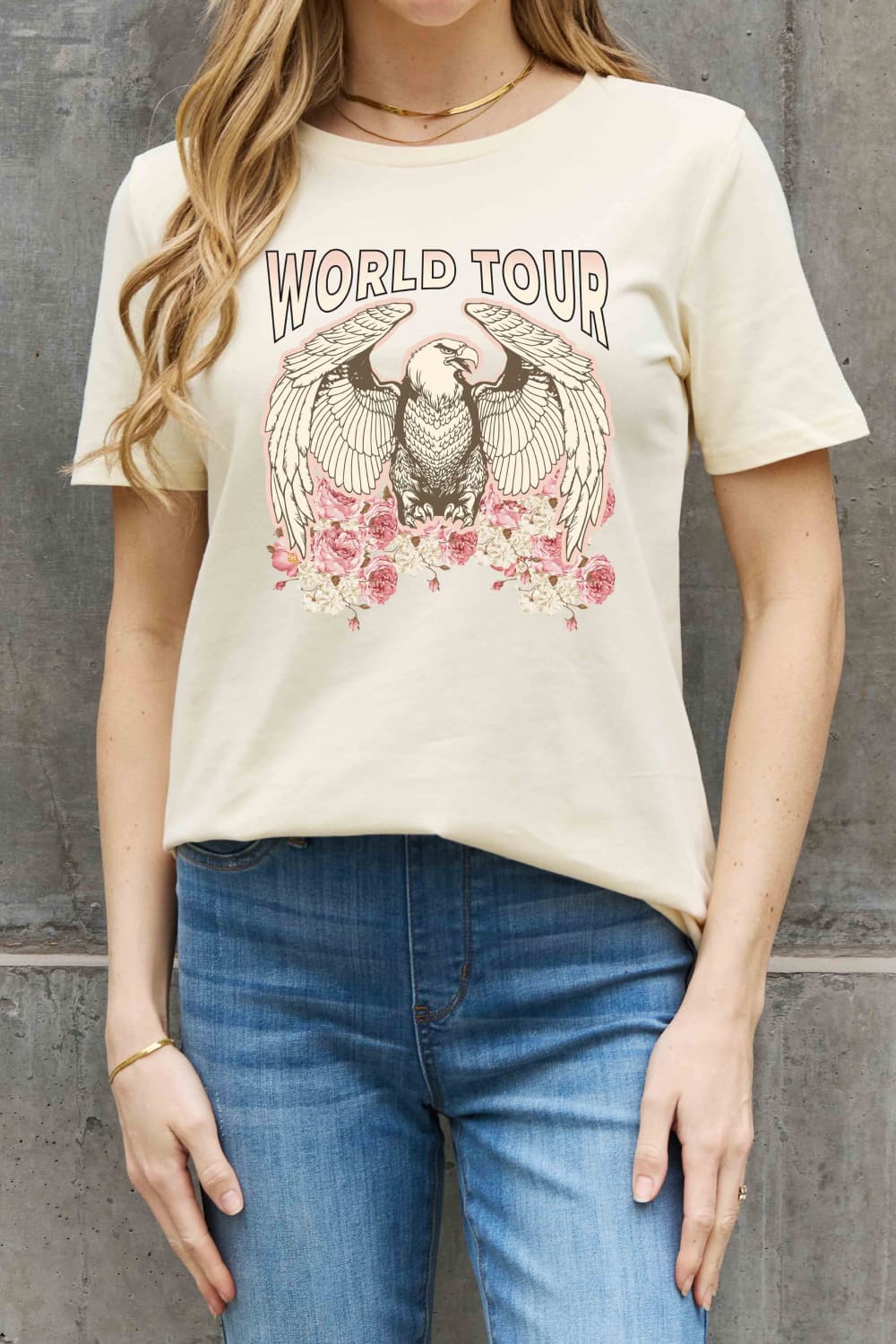 Full Size WORLD TOUR Eagle Graphic Cotton Tee