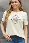 Jerry's Apparel Women Plus Size T-shirt Ivory / S Full Size Celestial Graphic Short Sleeve Cotton Tee