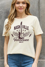 Jerry's Apparel Women Plus Size T-shirt Ivory / S Full Size NASHVILLE TENNESSEE MUSIC CITY Graphic Cotton Tee