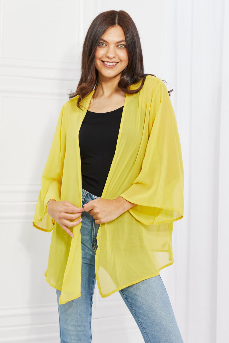 Just Breathe Full Size Chiffon Kimono in Yellow