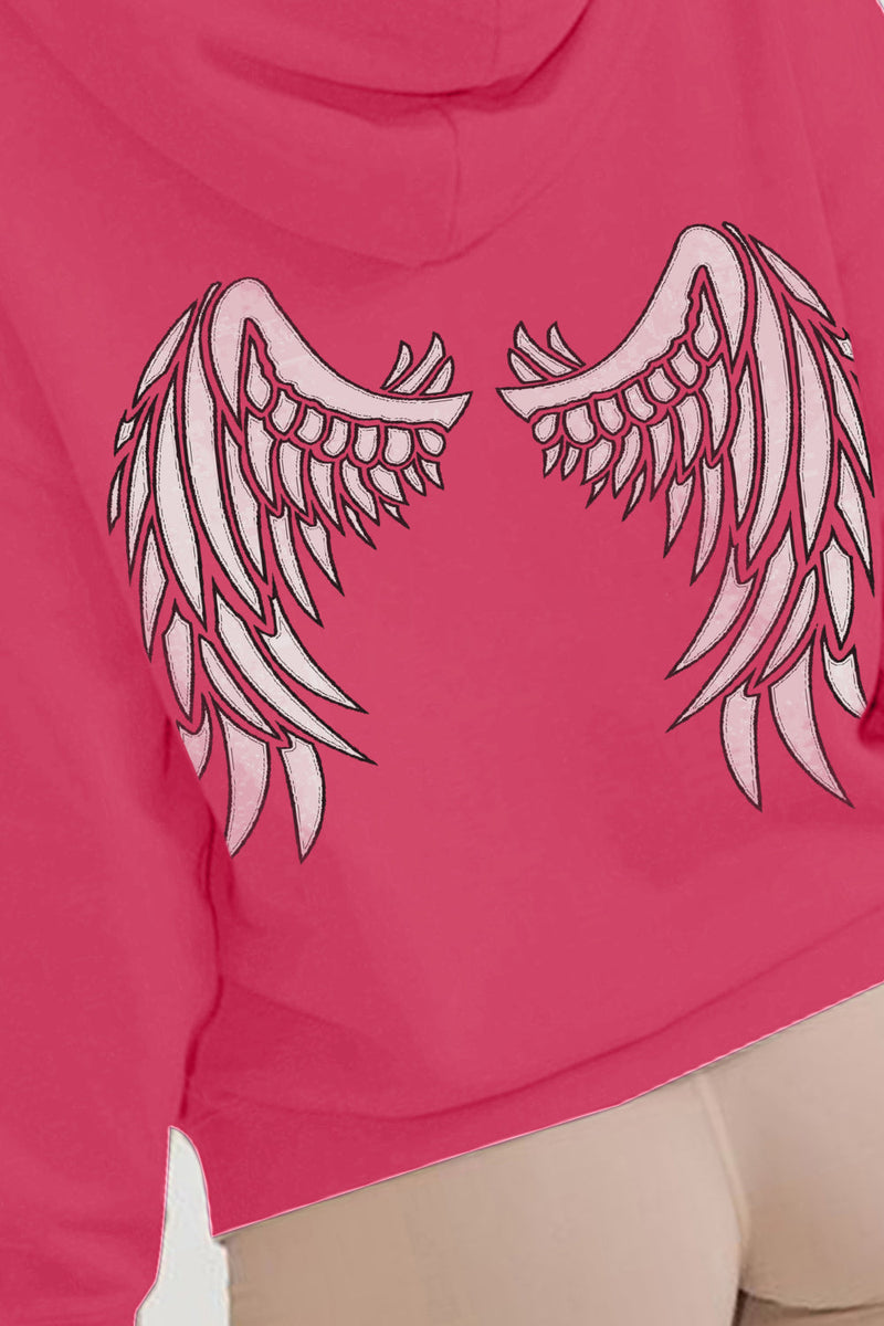Full Size Angel Wings Graphic Hoodie