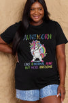 Simply Love Graphic T-shirts Black / S Full Size AUNTICORN LIKE A NORMAL AUNT BUT MORE AWESOME Graphic Cotton Tee