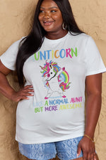 Simply Love Graphic T-shirts Bleach / S Full Size AUNTICORN LIKE A NORMAL AUNT BUT MORE AWESOME Graphic Cotton Tee