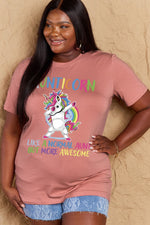 Simply Love Graphic T-shirts Dusty Pink / S Full Size AUNTICORN LIKE A NORMAL AUNT BUT MORE AWESOME Graphic Cotton Tee