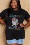 Simply Love Graphic T-shirts Full Size AUNTICORN LIKE A NORMAL AUNT BUT MORE AWESOME Graphic Cotton Tee