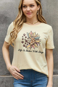 Full Size LIFE IS BETTER WITH DOGS Graphic Cotton Tee