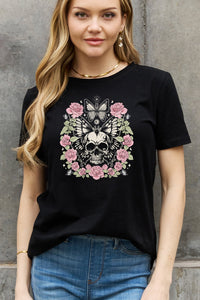 Full Size Skull & Butterfly Graphic Cotton Tee