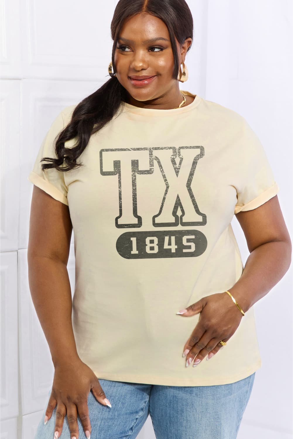Full Size TX 1845 Graphic Cotton Tee