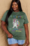 Simply Love Graphic T-shirts Green / S Full Size AUNTICORN LIKE A NORMAL AUNT BUT MORE AWESOME Graphic Cotton Tee