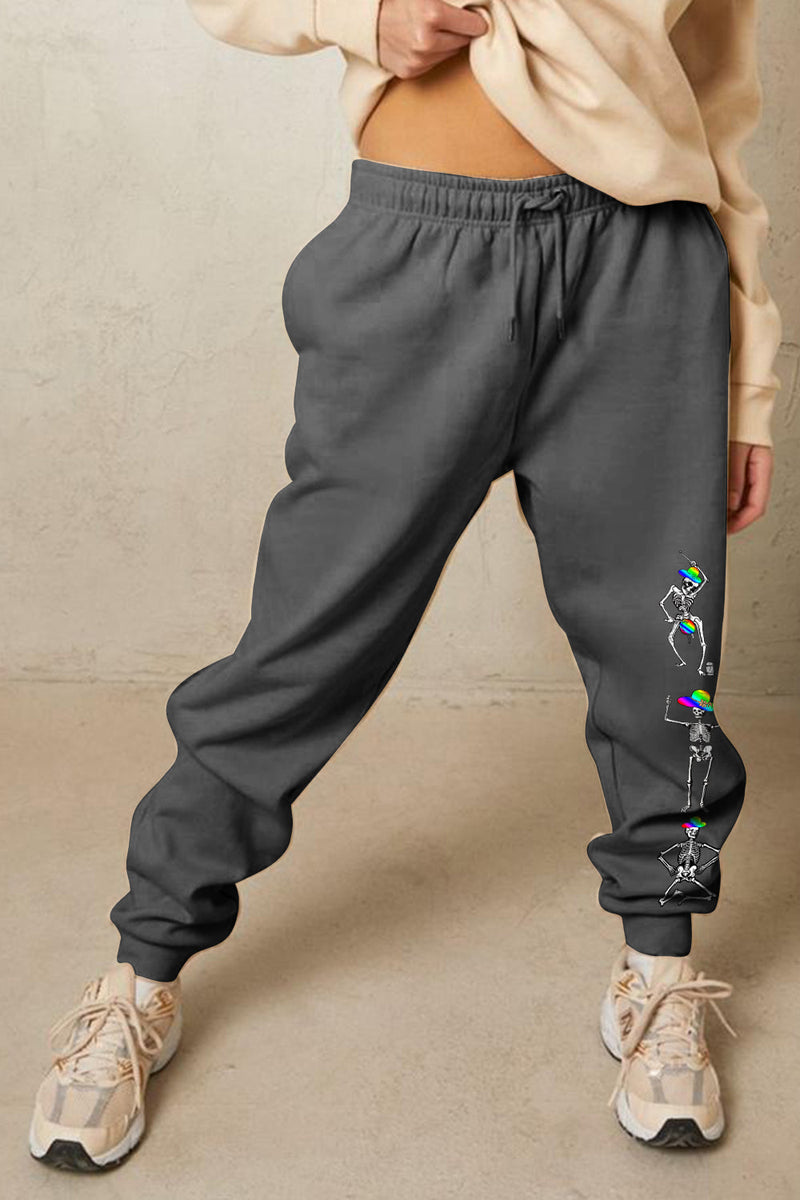 Full Size SKELETON Graphic Sweatpants