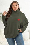 Trendsi Army Green / 0XL Plus Size Turtle Neck Long Sleeve Sweater