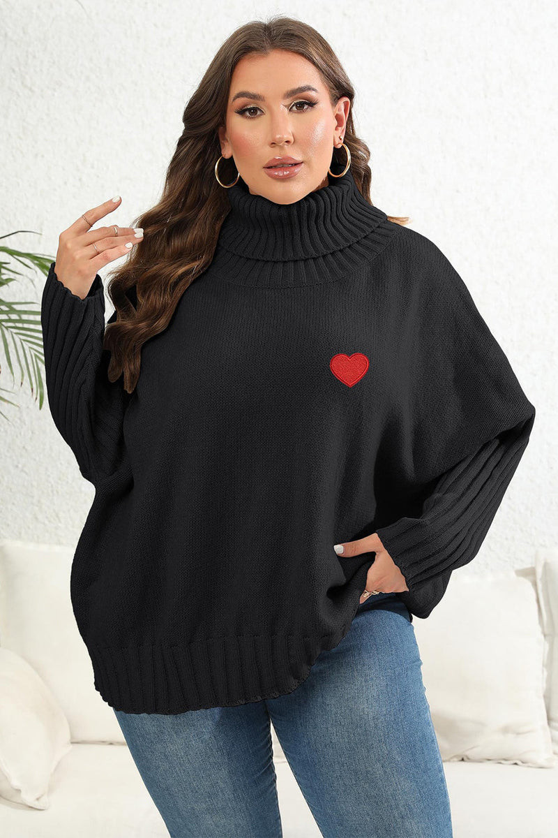 Trendsi Black / 0XL Plus Size Turtle Neck Long Sleeve Sweater