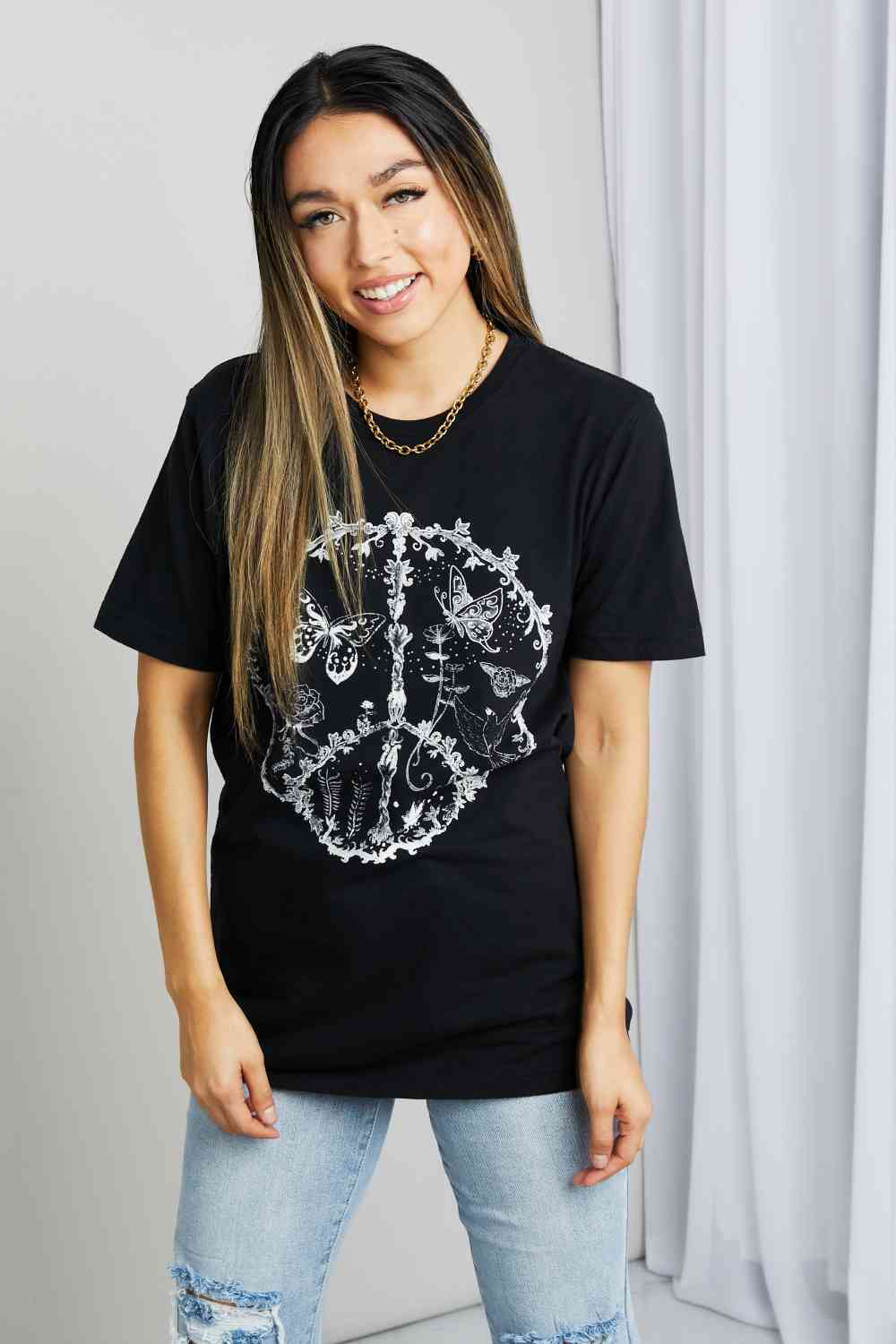 Trendsi Black / S mineB Full Size Butterfly Graphic Tee Shirt