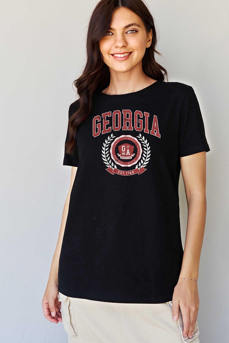 Trendsi Black / S Simply Love Full Size GEORGIA Graphic T-Shirt