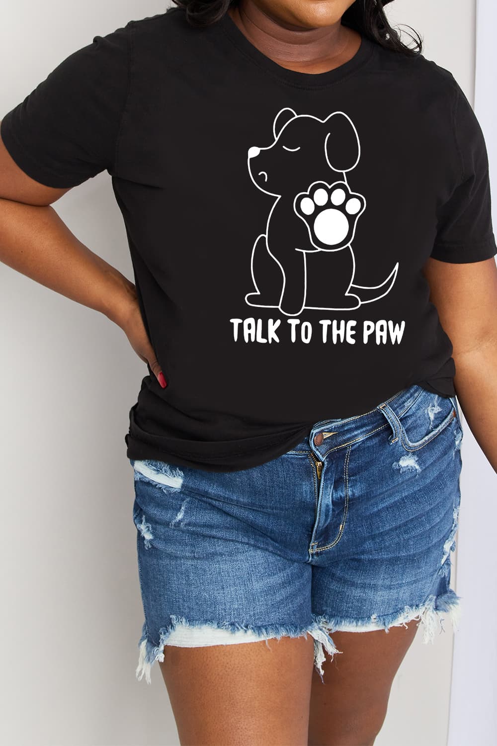 Trendsi Black / S Simply Love Simply Love Full Size TALK TO THE PAW Graphic Cotton Tee