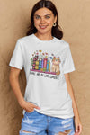 Trendsi Bleach / S Simply Love Full Size BOOKS ARE MY LOVE LANGUAGE Graphic Cotton Tee