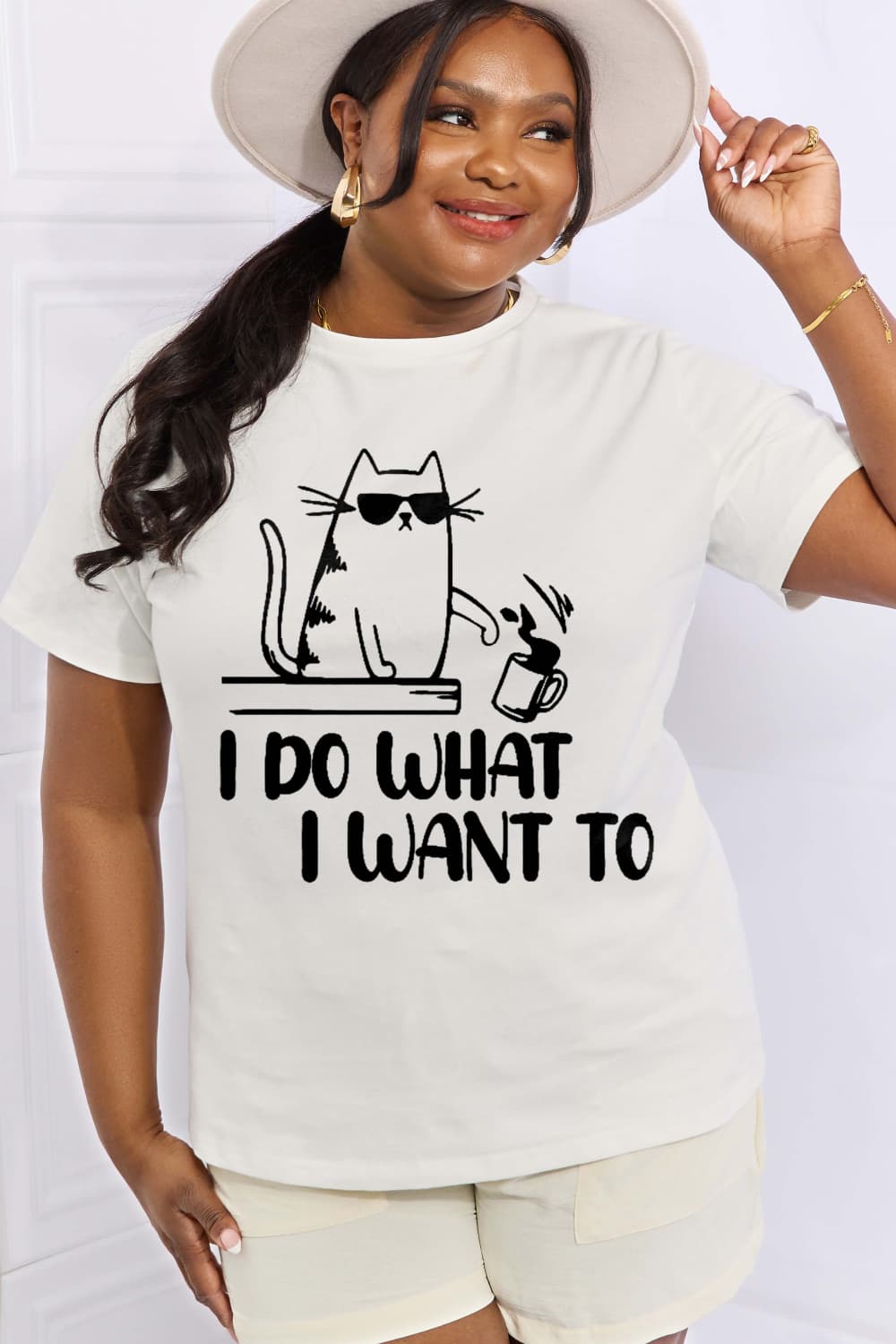 Full Size I DO WHAT I WANT TO Graphic Cotton Tee