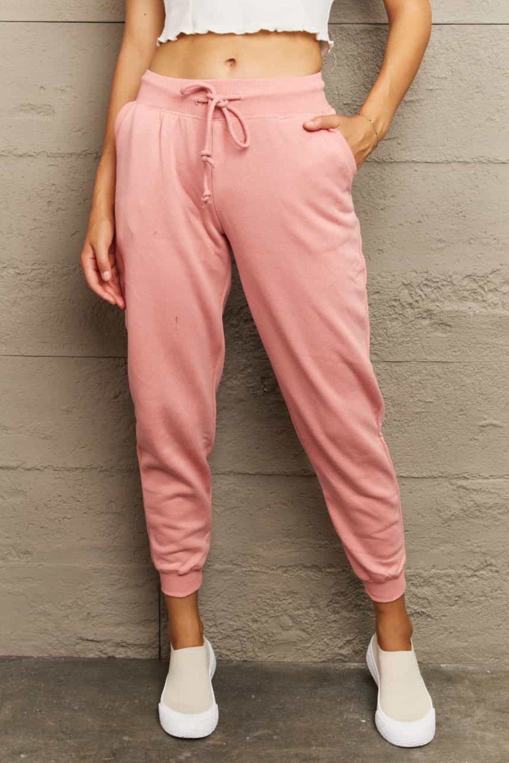 Trendsi Blush Pink / S Ninexis Full Size Tie Waist Long Sweatpants