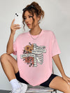 Trendsi Blush Pink / S Round Neck Short Sleeve Graphic T-Shirt