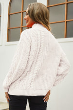 Trendsi Cable-Knit Turtle Neck Long Sleeve Sweater