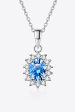 Trendsi Chain Necklaces Sky Blue / One Size 1 Carat Moissanite 925 Sterling Silver Necklace