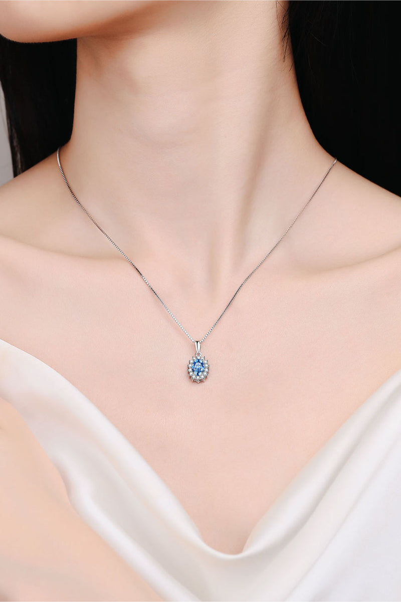 Trendsi Chain Necklaces Sky Blue / One Size 1 Carat Moissanite 925 Sterling Silver Necklace