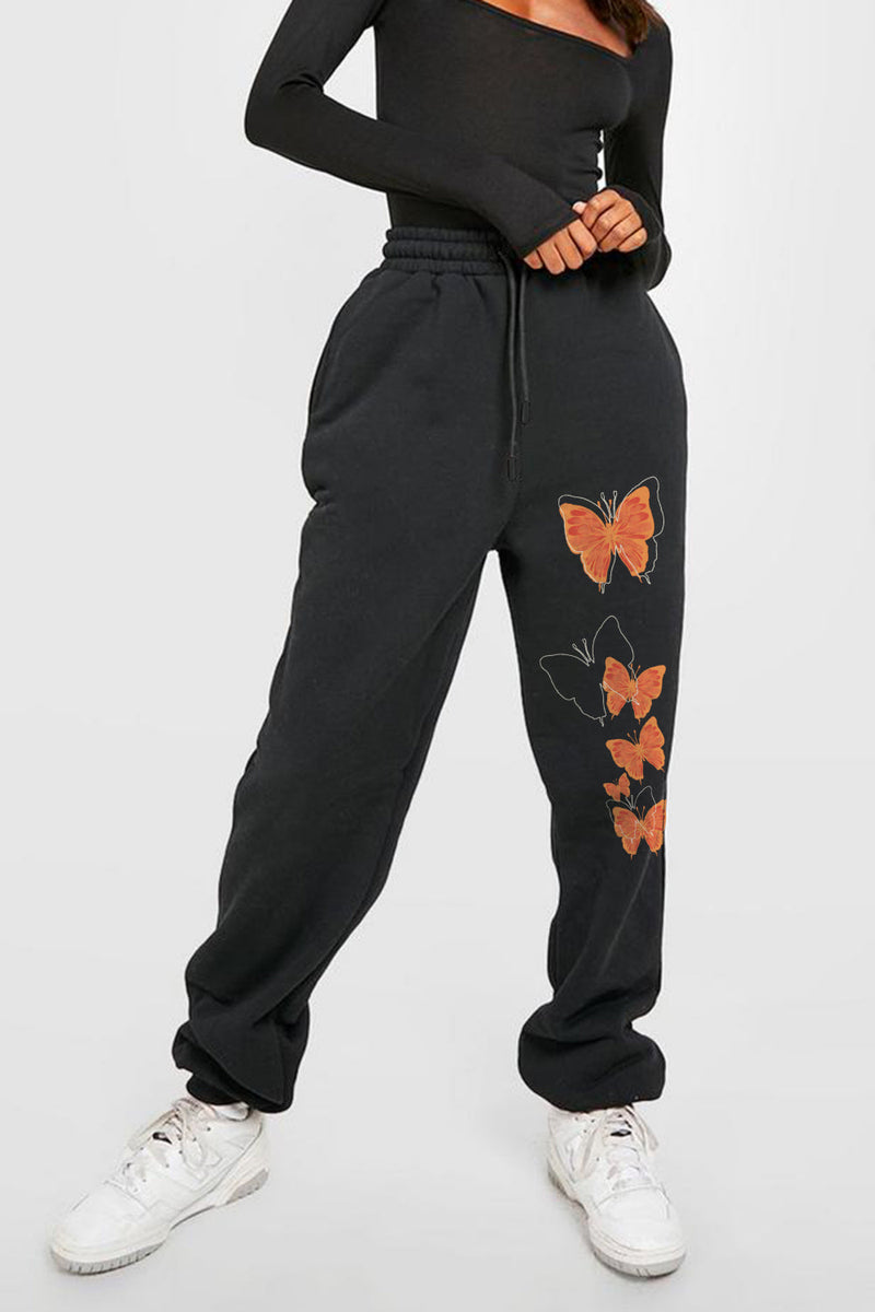 Full Size Butterfly Graphic Sweatpants