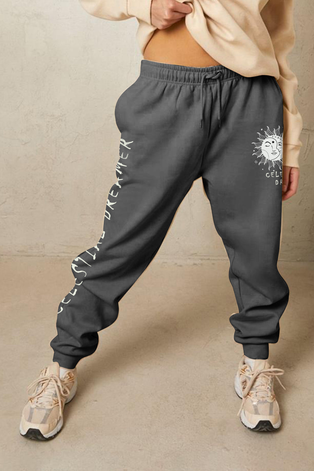 Trendsi Charcoal / S Simply Love Full Size CELESTIAL DREAMER Graphic Sweatpants