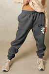 Trendsi Charcoal / S Simply Love Simply Love Full Size Drawstring DAISY Graphic Long Sweatpants