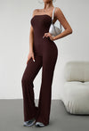 Trendsi Chocolate / S Strapless Lace-Up Jumpsuit