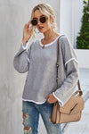 Trendsi Cloudy Blue / S Round Neck Dropped Shoulder Sweater