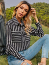 Trendsi Collared Neck Striped Long Sleeve Shirt