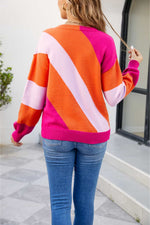 Trendsi Color Block Ribbed Round Neck Sweater
