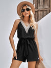 Trendsi Contrast Belted Sleeveless Romper with Pockets